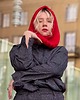 czapki damskie 100% MERINO Czerwona kominiarka kapturek