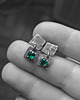 kolczyki srebrne Srebro z cyrkonią - kolczyki EMERALD oksydowane