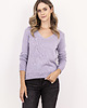 swetry damskie  Dzianinowy sweter z dekoltem w serek - SWE345 liliowy MKM
