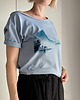 t-shirt damskie Jezioro góry japoński krajobraz Bladoniebieski Oversize