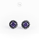 kolczyki srebrne Srebro z cyrkonią - kolczyki AMETHYST oksydowane