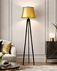 lampy podłogowe Drewniana lampa stojąca w stylu glamour do salonu CURACAO MIRROR