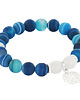 bransoletki z kamieni naturalnych Mat blue agate with white jade & flower.