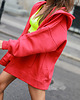 bluza z kapturem damska Bluza rozsuwana oversized czerwona z kapturem