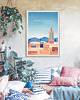 plakaty Plakat Maroko Marrakesz - panorama miasta z Meczetem Księgarzy