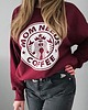 bluza bez kaptura damska Bordowa Damska  Bluza oversize MOM NEEDS COFFEE