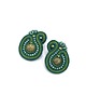 kolczyki soutache Mila kolczyki sutasz sztyfty małe zielone z kulkami unakitu