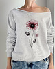 bluza bez kaptura damska Mak dotwork Szara bluza cięta