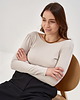 body damskie BODY LONGSLEEVE BACKLESS CREW NECK OAT milk