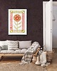 grafiki i ilustracje Złoty kwiat, malowany obraz, plakat