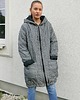 kurtki damskie Ciepła lekka kurtka  z kapturem w szare paski