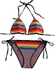stroje kąpielowe i kostiumy kąpielowe damskie Bikini szydełkowe z niansem tęczowym