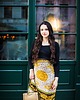 apaszki Barokowo czekoladowa z motywem panterki chusta vintage