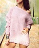 swetry damskie  Sweter handmade oversize  z wełną  pudrowy róż