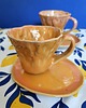 filiżanki Zestaw dwóch ceramicznych  filiżanek z talerzykami polskie rękodzieło