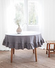 obrusy i serwetki Obrus okrągły z falbanką heavy linen TRUE GRAY