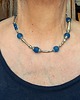 korale Vintage style uroczy naszyjnik z matowego błękitnego szkła Prezent handmade