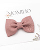ozdoby do włosów dla dzieci Spinka do włosów kokarda z lnu  Linen Bow Dusty Pink