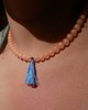 naszyjniki - inne Łososiowy naszyjnik choker z koralików z niebieskim chwostem