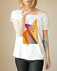 t-shirt damskie Lis Origami Biały Oversize