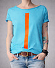 t-shirt damskie Pomarańczowa kreska turkusowy oversize