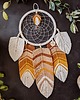 łapacze snów Łapacz snów karmelowy, makrama plecione liście, piórka w stylu boho