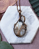 wisiory Miedziany wisiorek wire wrapping z agatem z botswany #221