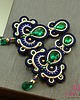 kolczyki soutache Zielono srebrne kolczyki sutasz soutache