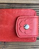 portfele męskie Portfel czerwony ze skóry ręcznie uszyty na bilon.