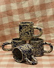 kubki i filiżanki Duży kobaltowy kubek ceramiczny w ciapki. Ceramika ręcznie robiona