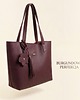 torby na ramię Duża shopper bag z frędzlami burgundowa, skóra naturalna