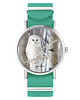zegarki unisex Zegarek - Biała sowa - turkusowy, nylonowy