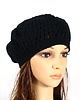 czapki damskie Czarny beret szydełkowy w retro stylu
