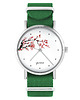 zegarki damskie Zegarek - Kwitnąca wiśnia - zielony, nylonowy