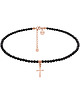 chokery Czarny choker z onyksu z krzyżykiem