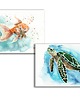 grafiki i ilustracje Akwarela ręcznie malowana "Żółw i złota rybka" zestaw  2szt
