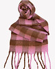 szale damskie Szal w kratę beżowo-różową z frędzlami 40x190 cm