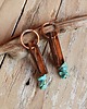 kolczyki z mosiądzu Kolczyki z kutej, oksydowanej miedzi i turkusu /55/ biżuteria handmade