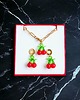 komplet biżuterii KOMPLET : wisienki : naszyjnik długość regulowana, kolczyki
