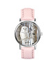 zegarki damskie Zegarek  mały - Biała sowa - skórzany, pudrowy róż