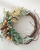 wianki bożonarodzeniowe Asymetryczny wianek szyszki i paproć (26cm)