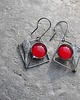 kolczyki wire wrapping Czerwone kwiaty   -  kolczyki