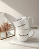 kubki Zestaw 2 białych kubków porcelanowych 300 ml - motyw złotego serca z napisem