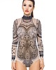 t-shirt damskie Body z tatuażem Aztec Flowers