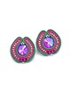 kolczyki soutache Kolczyki sutasz sztyfty różowo zielone okrągłe Amber