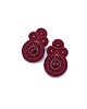 kolczyki soutache Kolczyki sutasz bordowe sztyfty małe Gracia z kryształkami