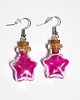 kolczyki szklane Kolczyki fiolki - amarantowe piórko, gwiazda