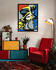 plakaty Plakat rowerowy - Kolarz w stylu Mondriana