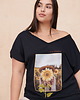 t-shirt damskie T-Shirt Damski Słoneczny Plus Size Czarny - 44/46
