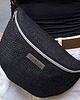 saszetka nerka Czarna nerka  pleciony materiał boho na ramię